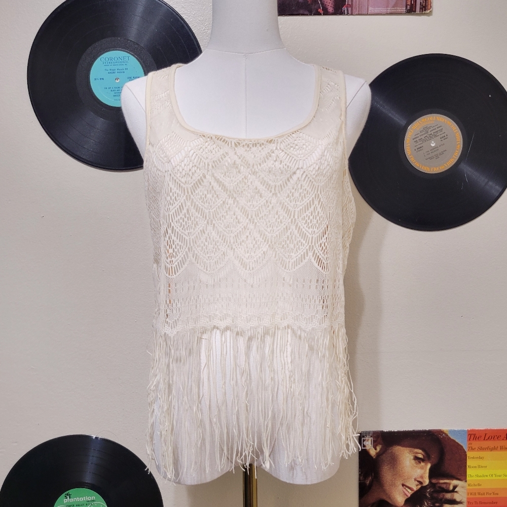 Forever 21 | Y2K Sheer Knit Fringe Tank